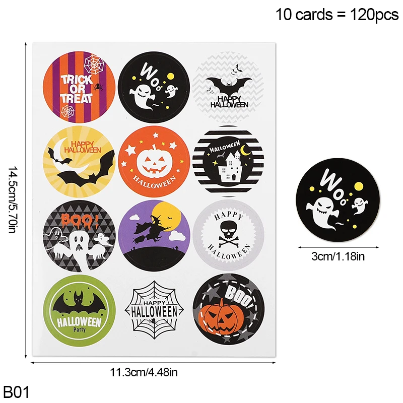 10sheet Halloween Package Stickers Handmade DIY Gift Boxes Sealing Holiday Gift Box Decoration Festive Decorat Sticker Supplies