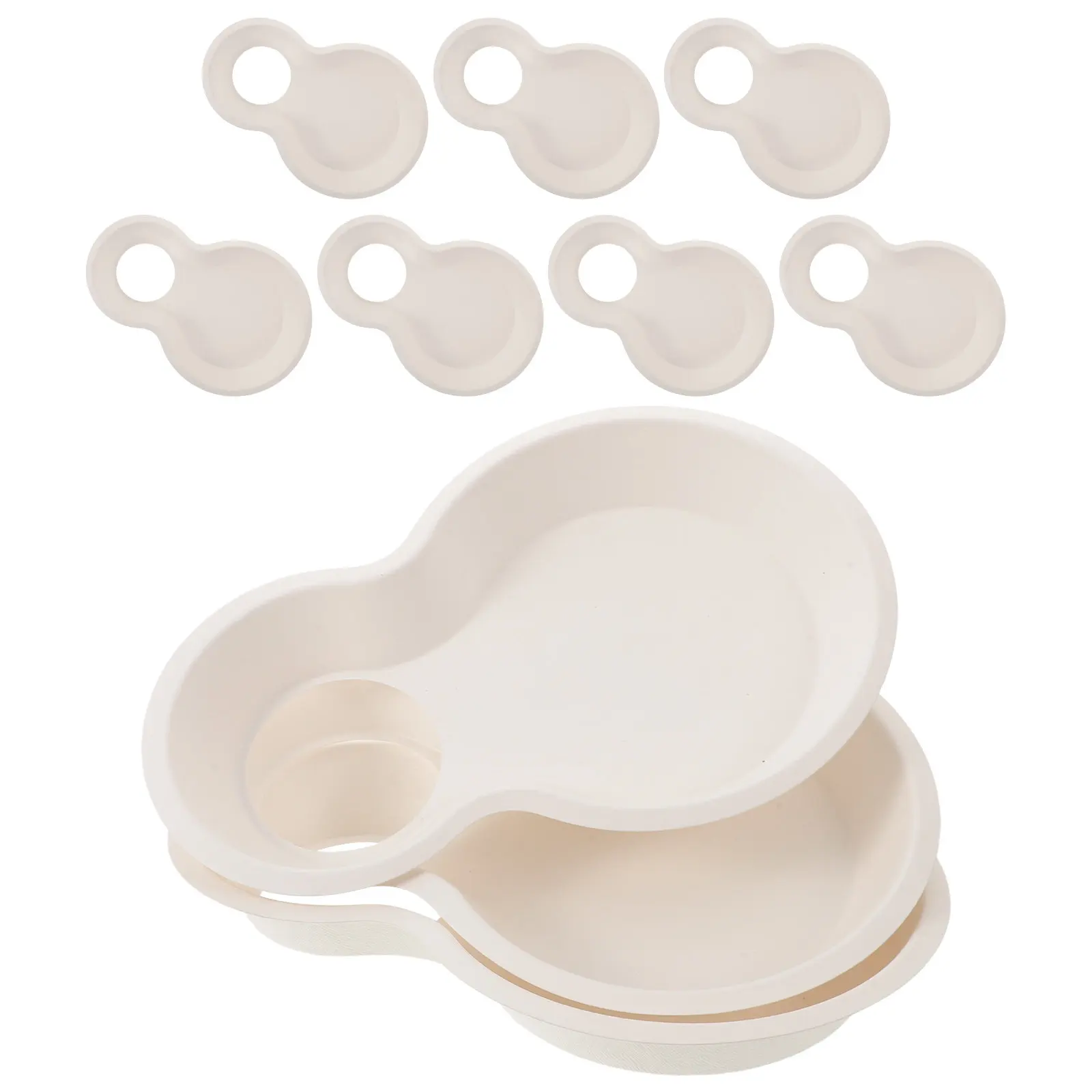 10Pcs Disposable Paper Food Trays with Cup Holder Heavy Duty Sandwich Snack Holder Fast Food Serving Trays Carnival Bbq Picnic