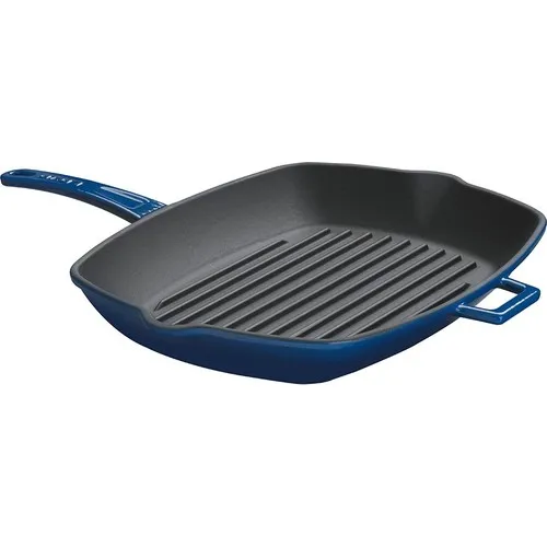 Lava Cast Iron Grill Pan Metal Handle 26x32 cm Blue