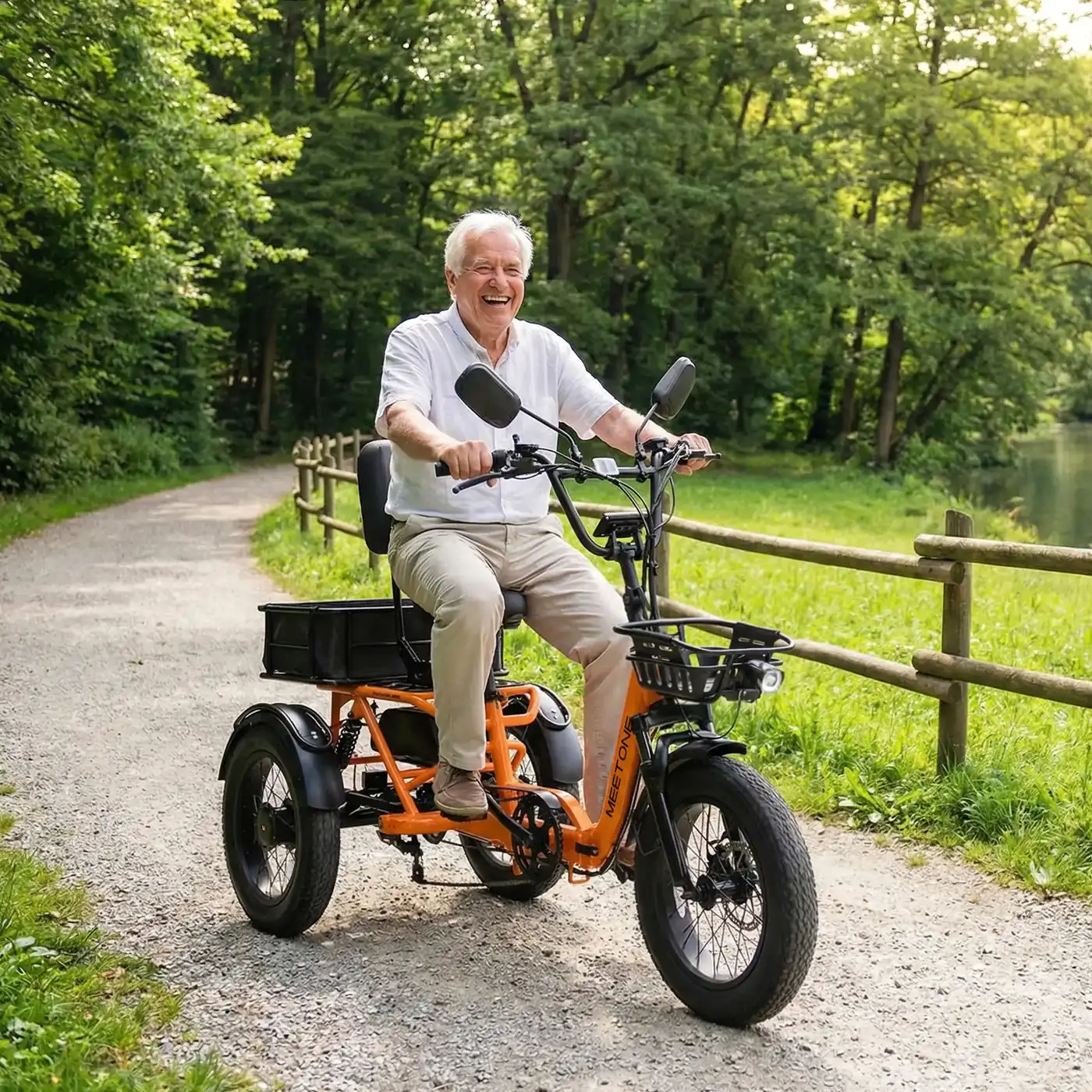 Wholesale Folding Electric Tricycle 48V 20MPH 4.0 Inch Wide Tire Three-wheeled Electric Freight Bicycle 200-300 Kg Load