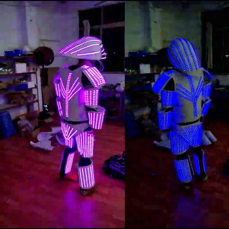 Stage show Nightclub LED Robot Costumes Clothes LED Suit Lights Luminous Stage Dance Performance   clothing