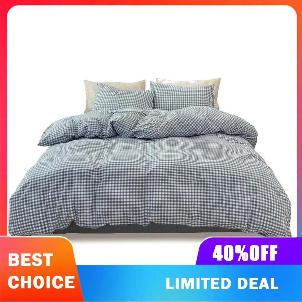 Comfortable Gingham Duvet Cover Premium Blue Gingham Comforter Twin XL Chic Minimalist Look Cotton