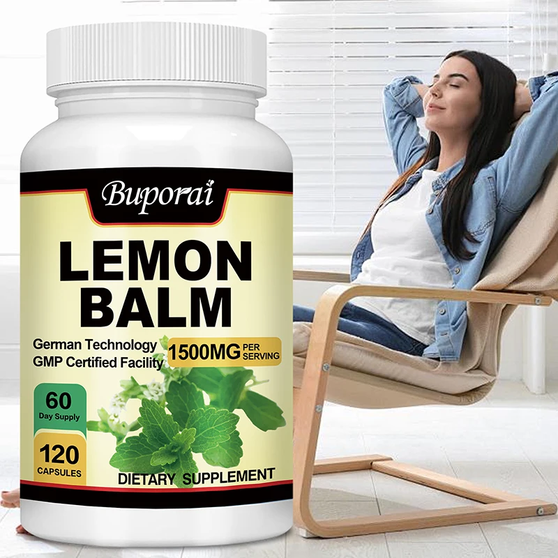 Lemon Balm Capsules - Calm The Mind, Reduce Stress and Tension, Improve Sleep, Support Brain Function, Promote Digestion Health