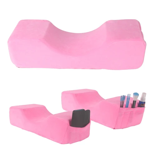 Almohada profesional para extensión de pestañas, almohada de flanco suave para extensión de pestañas, soporte para el cuello, almohada para pestañas, salón de maquillaje con bolsillo