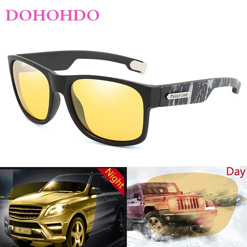 Luxury Designer Square Frame Driving Anti-Glare Goggles Men Polarized Night Vision Sunglasses Women UV400 Lunettes Homme Luxe