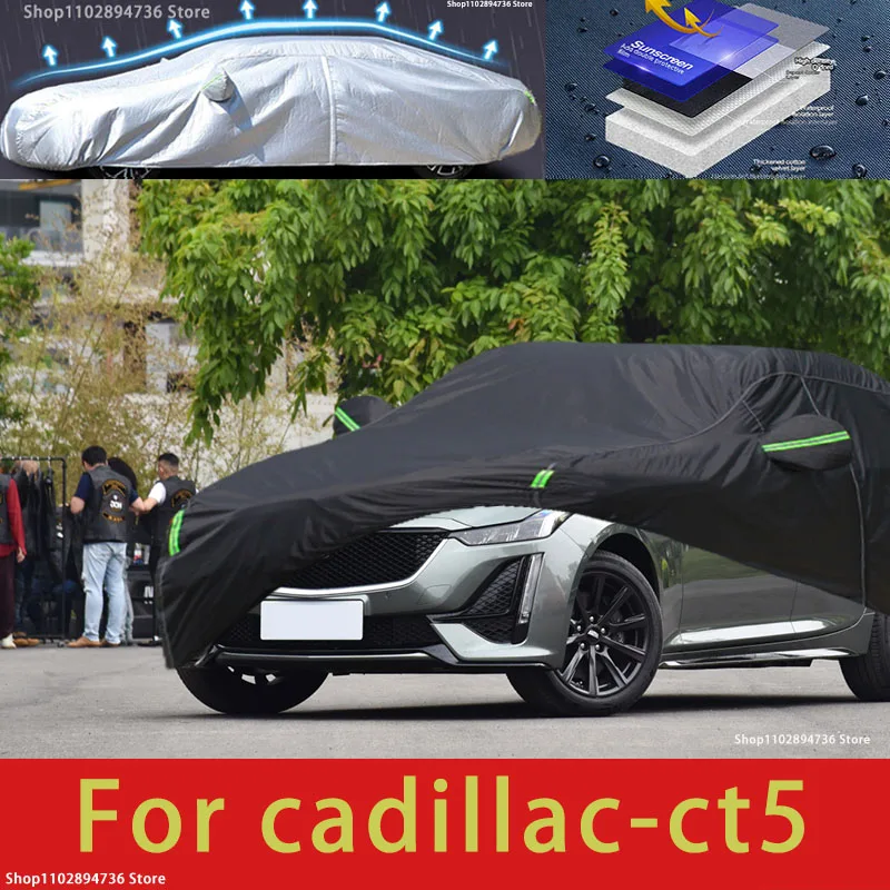 

For cadillac ct5 fit Outdoor Protection Full Car Covers Snow Cover Sunshade Waterproof Dustproof Exterior black car cover