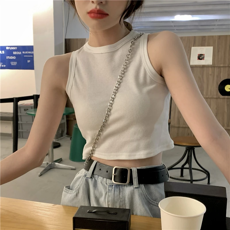 

plus Size Women's Color Strap Vest Summer Slimming Short Top Spicy Girl Style Base Shirt Korean Commute Style Pear Body...