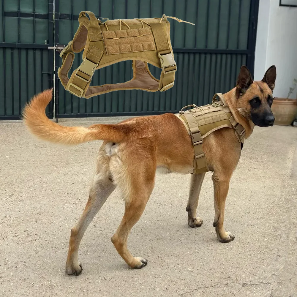 

Tactical Dog Harness Leash Collar Adjustable Service Dog Harness for Medium and Large Dogs Military Pet Vest for Sports