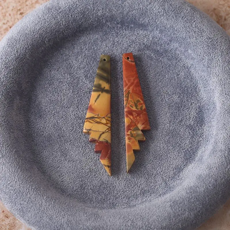 

Multi-Color Picasso Jasper Geometric Feather Pendants: Handcrafted Natural Stone Components for Boho Jewelry Making