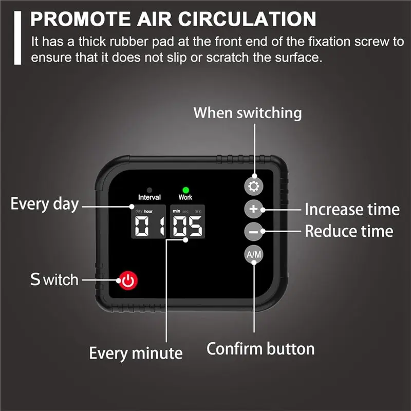 【OFF SHELF】Clip-On Fan Electric Cooling Fan 360-Degree Rotation Digital Display Design For Chicken Coop Pet House US Plug