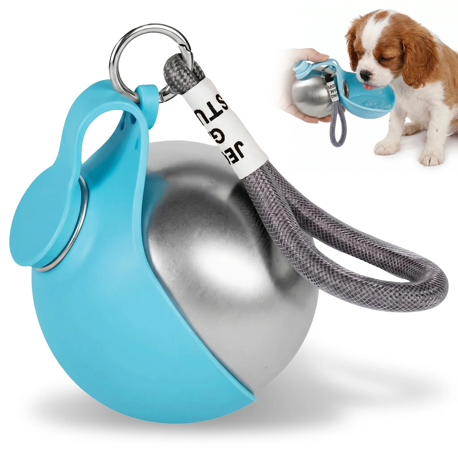 2-in-1 Tragbare Hundewasserflasche aus Edelstahl mit Silikonschüssel, Faltbarer Trinkbecher für Reisen, Spaziergänge und Wanderungen