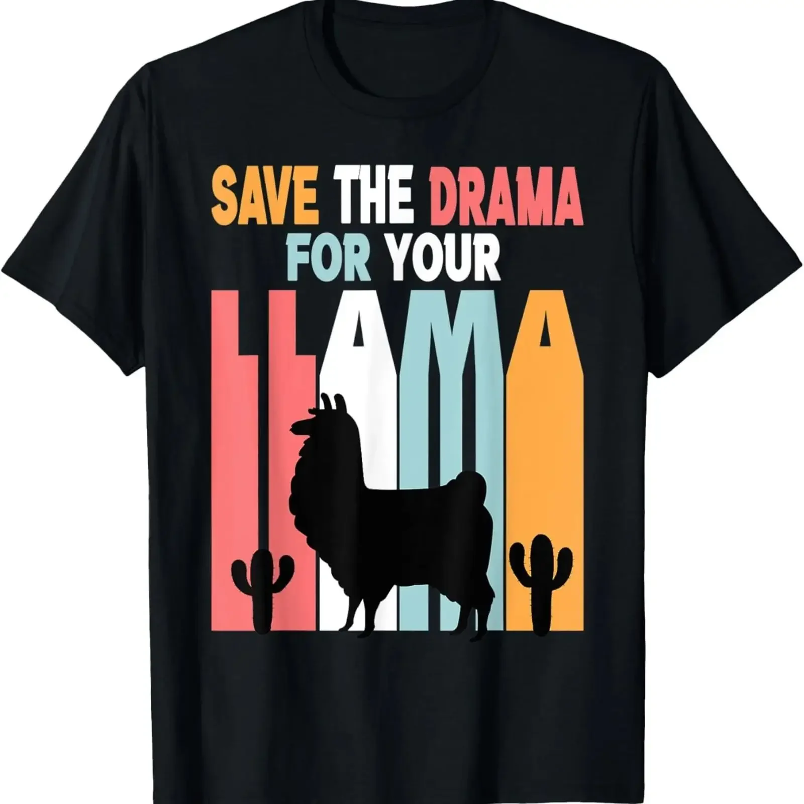 Save the Drama for Your LLama Funny Sarcastic Women's Girls T Shirt vintage Washed Versatile Slightly graphic Soft Breathable