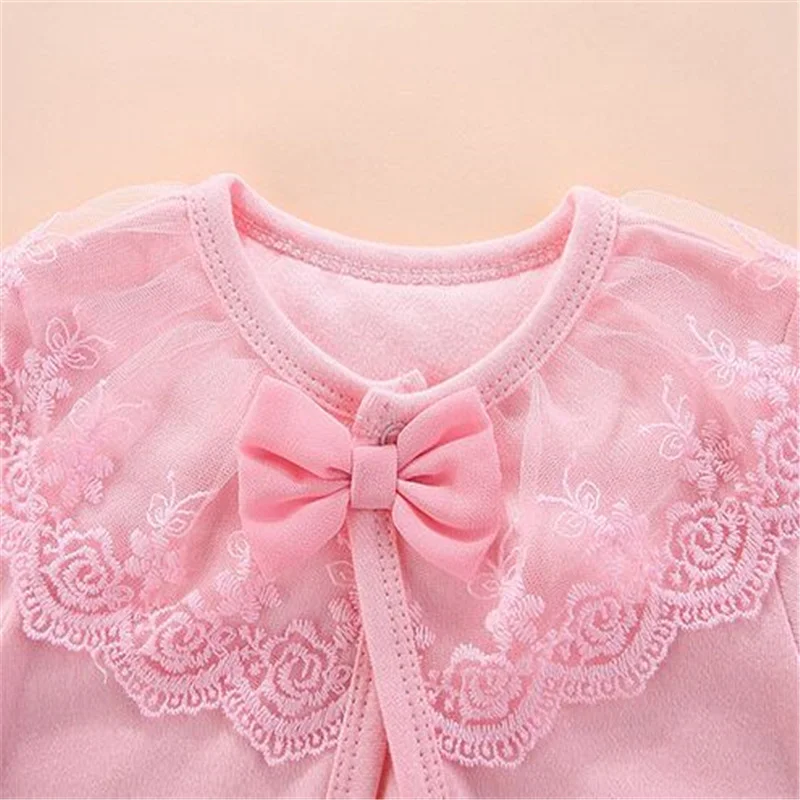 0-12M Spring Newborn Baby Girls Coat Cotton Lace Infant Clothes Princess Wedding Birthday Party Toddler Outwear 2024 Clothing