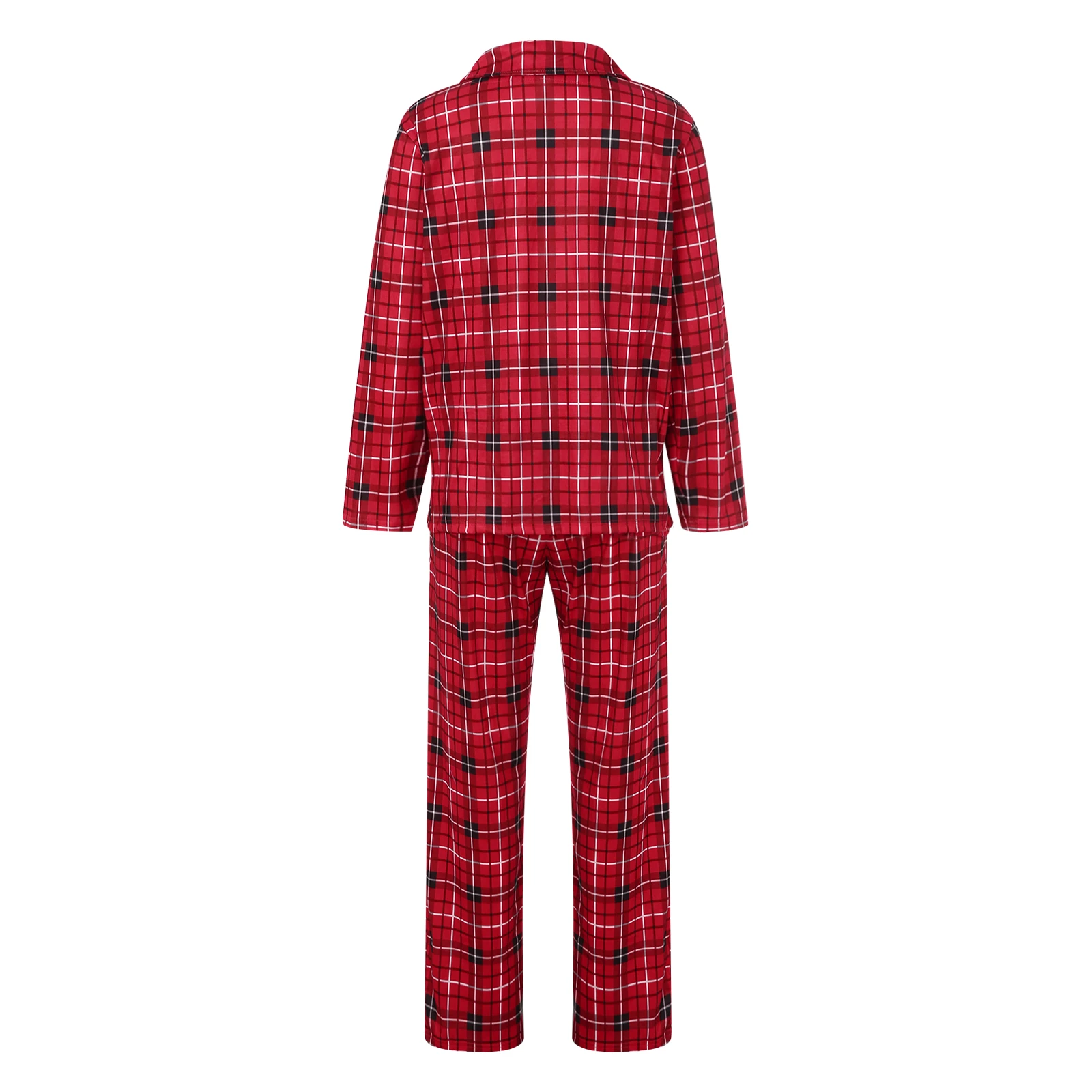 Christmas mother kids matching outfits Vintage Red Plaid Long Sleeve Fashion Lapel Button Shirt+Pants Baggy Sleepwear Sets