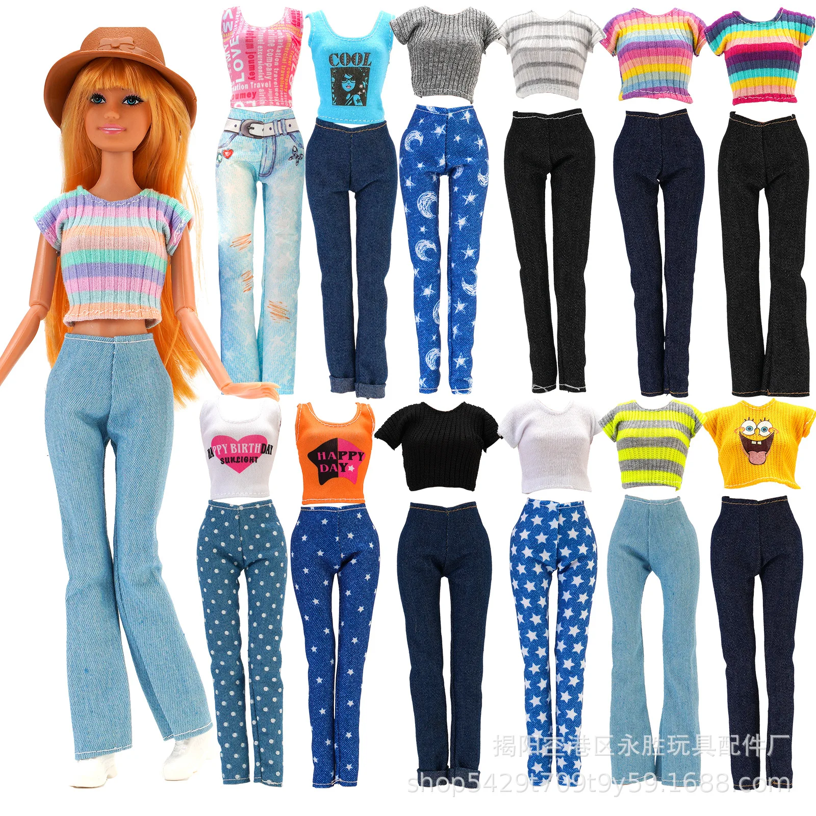 1 Juego de nueva camiseta + pantalones para ropa de barbie, accesorios de vestido, blyth, juguetes para niñas, Navidad, cumpleaños, regalos navideños