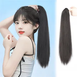 50 CM Wig Ponytail Hair Extension Natural Female Long Fake Claw Clip-On Straight Piece for Women Dopamine Wig Braid