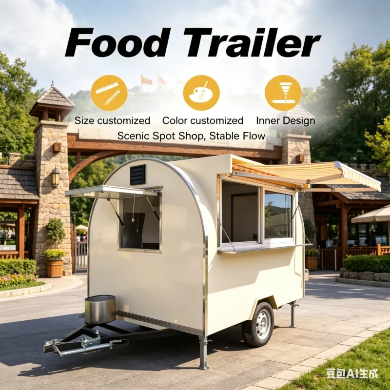 Donut Food Trailer Concession Cart Mobile Bakery With Deep Fryer Storage Racks For Fresh Street Food Vending Business Startup