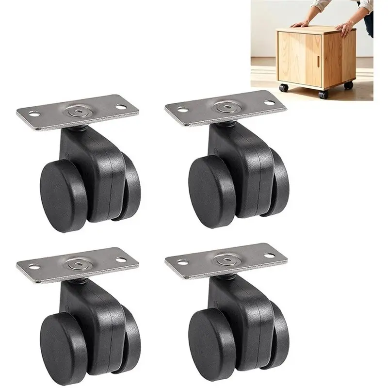 ABYN-Set Of 4 Caster Wheels 1.5 Inch Auto Locking Stem Casters 360 Degree Rotation Plate Swivel For Furniture, Table Toolbox