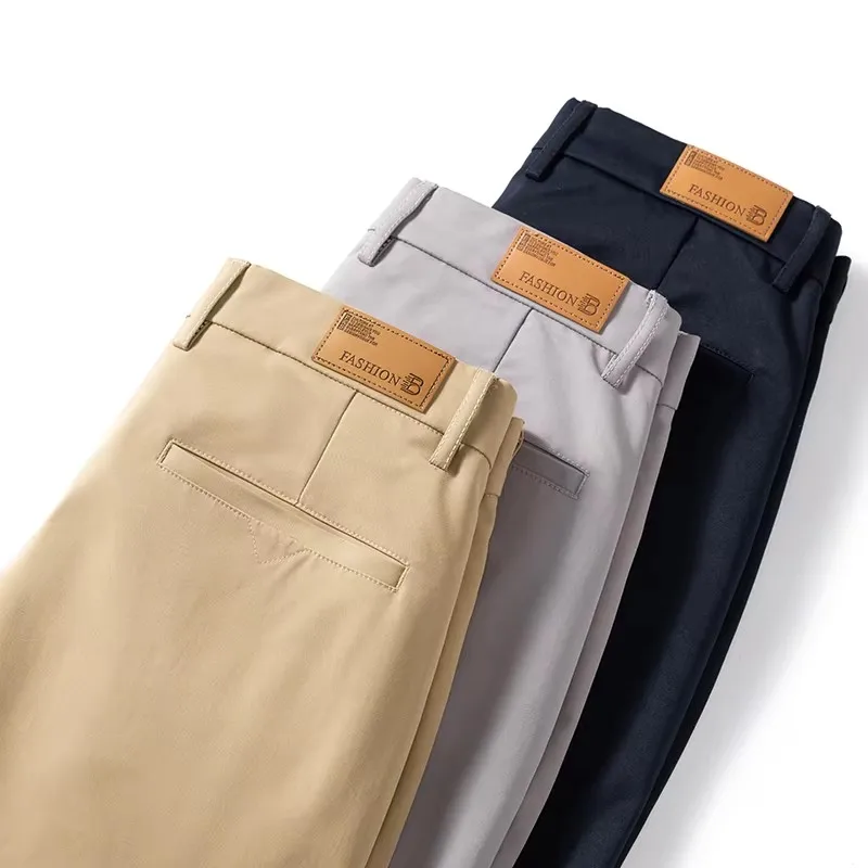 Spring Autumn Men's Straight Slim Casual Pants Versatile Cargo Pants Fashion Solid Color Trousers Male Black Gray Khaki Blue