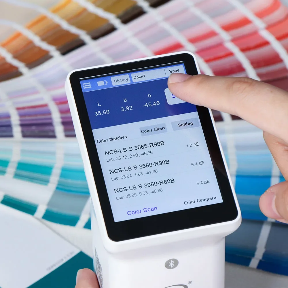 LS172 Colorimeter portable Color difference meter 45 D65 Light Source Paint Easy to Use Touch Screen APP PC Software cmyk