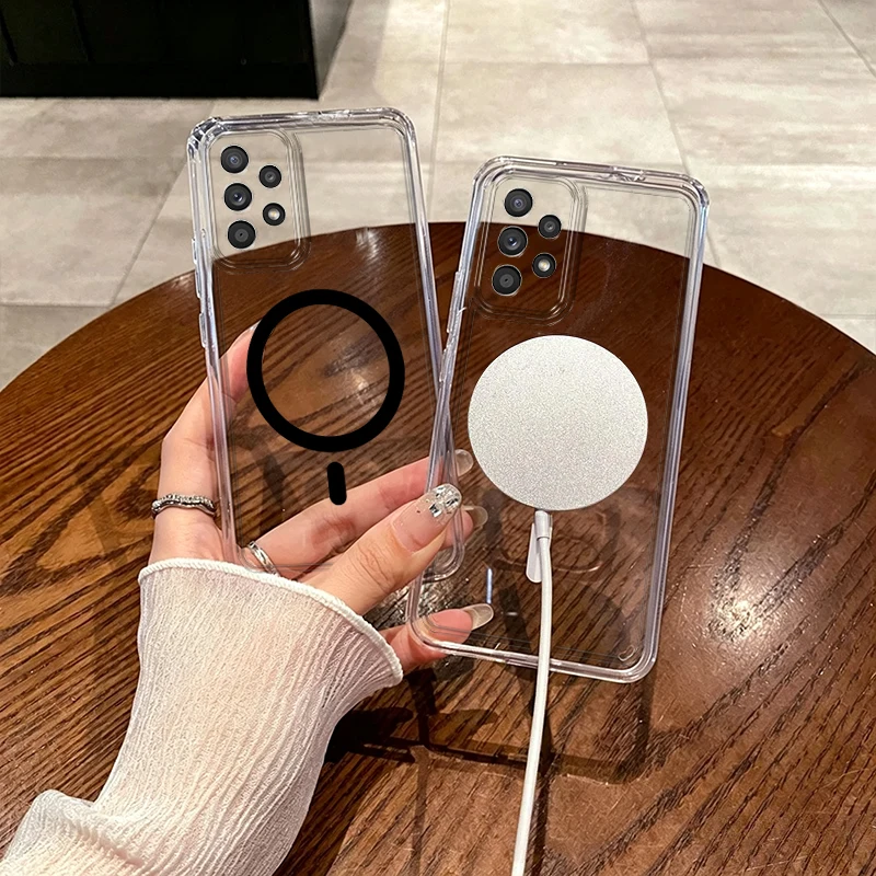 Fashion Magnetic Suction Phone Case for Samsung Galaxy A54 A34 A24 A14 A53 A23 A73 A13 A52 A72 A12 A51 A71 A31 A50 Soft Case