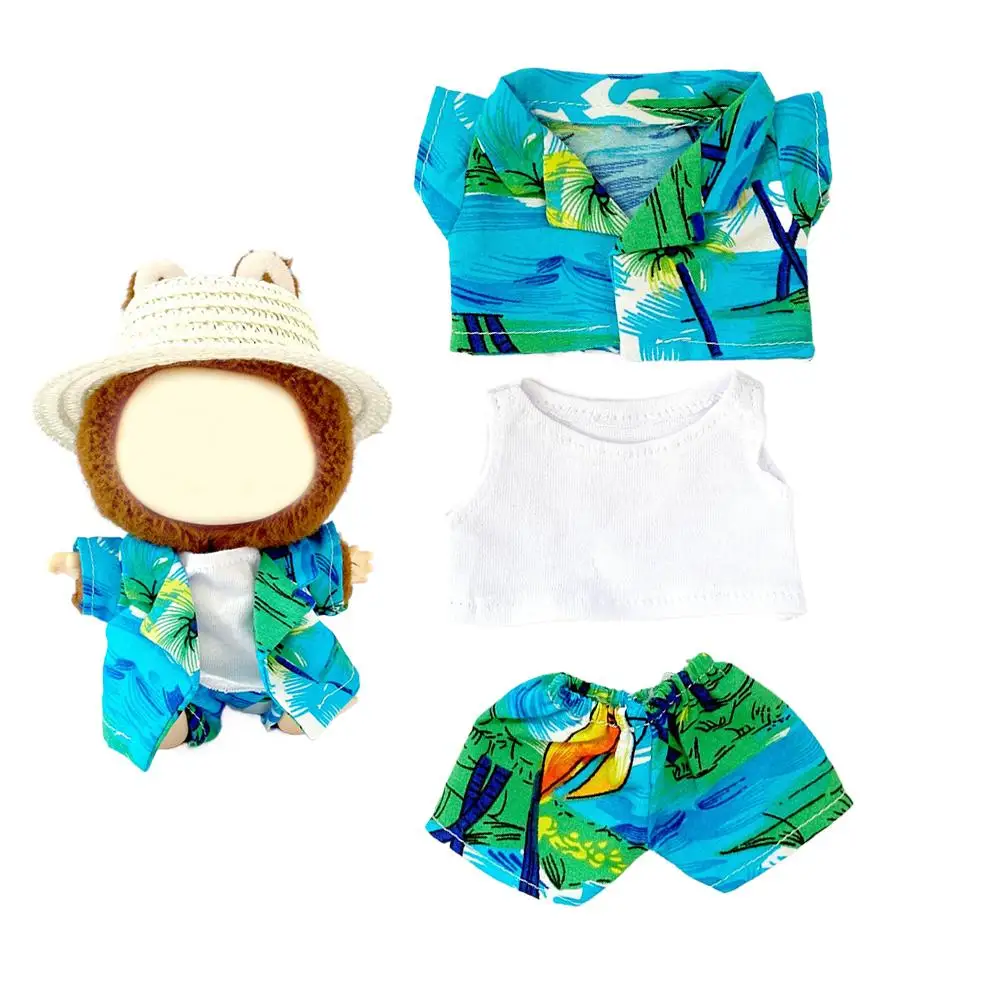 

For 17cm Beach Outfits Blue Series + Hat Fits 1st-3rd Gen & Sitting Pose, Party Series, Hawaiian Pendant Doll Clothes