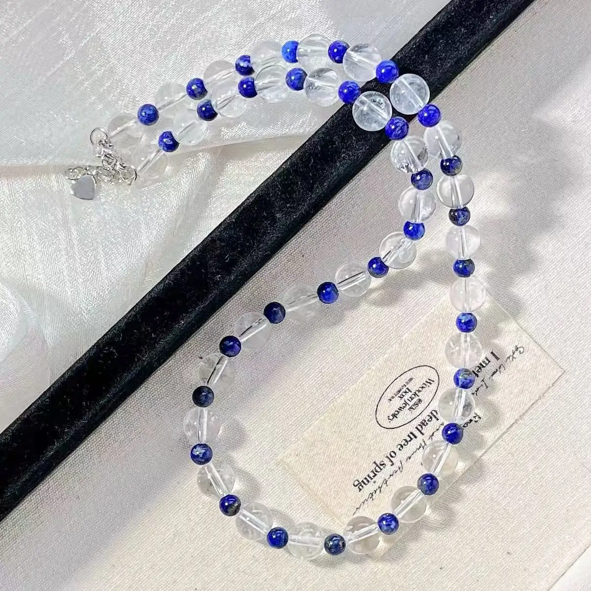 Lapis & Quartz Choker Premium Natural Royal Blue & White Crystal Beads with Clean Designer Finish,Layering Necklace for Her Gift