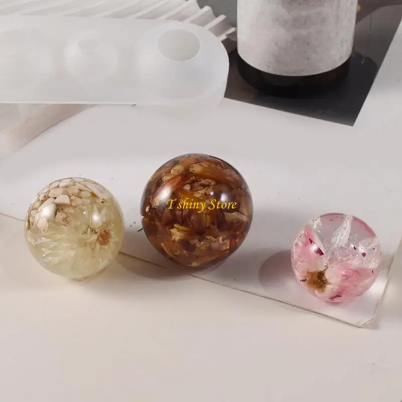 N58F Silicone Casting Molds for Resin Sphere Reusable Silicone Sphere Molds with 5 Different Diameter for Sphere Decorations