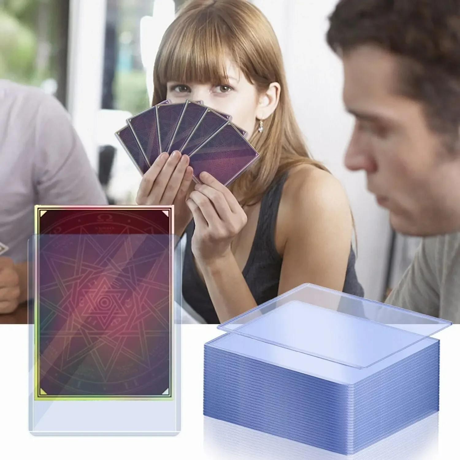 Cargador de cubierta superior 35PT, soporte protector transparente para tarjetas comerciales, fundas de plástico duro para tarjetas de béisbol, tarjetas deportivas