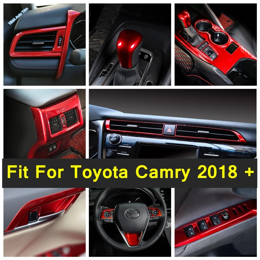 

Auto Window A Pillar / Air AC / Door Bowl / Gear Shift / Storage Box Cover Trim Red Accessories For Toyota Camry 2018 - 2023