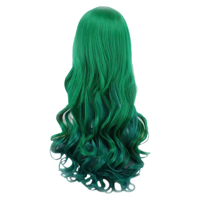 ABGG-2X Dark Green Lady Wig Dark Green Long Curly Wig Long Hair 68CM Wig For Women For Cocktail Bar Cosplay
