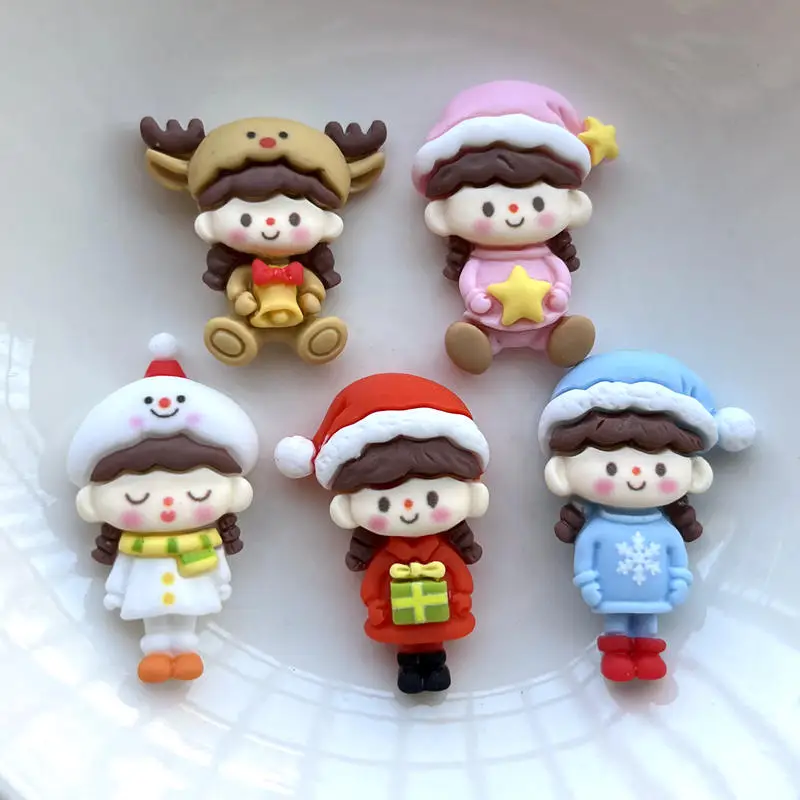 New style color painting 5pcs cute and beautiful girl resin decoration flat back diy jewelry hairpin gift kawaii scrapbook