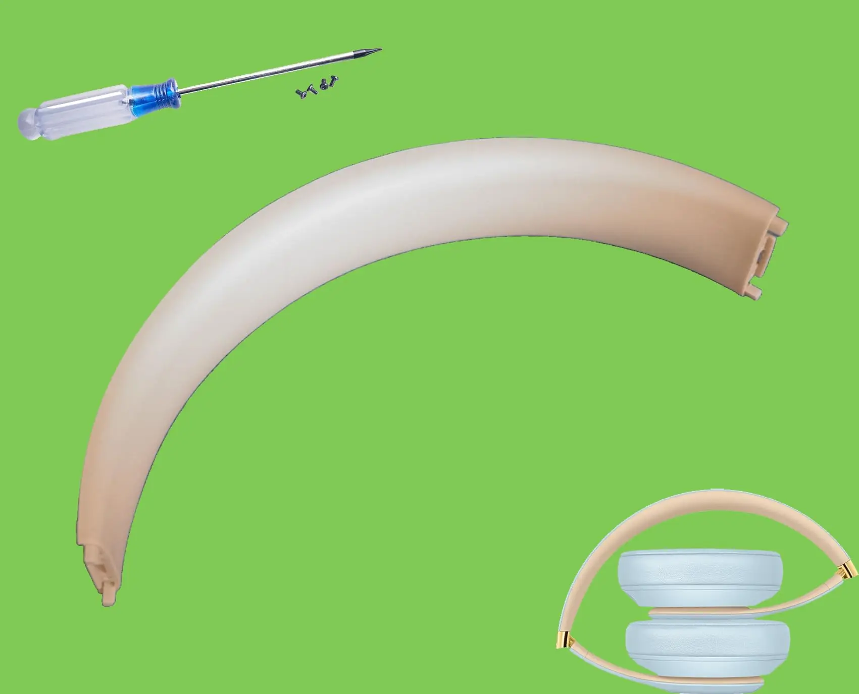 Beats Studio3 무선 스튜디오 2.0 호환 교체품, 상단 헤드패드, 스크루드라이버 1 개, 나사 4 개, 1 세트