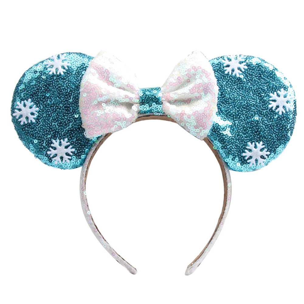 Mickey Minnie Mouse Ear Headbands Frozen Elsa Anna Bow Sequins Hairband For Women Girls Hairband Hair Hoop Hair Accessories