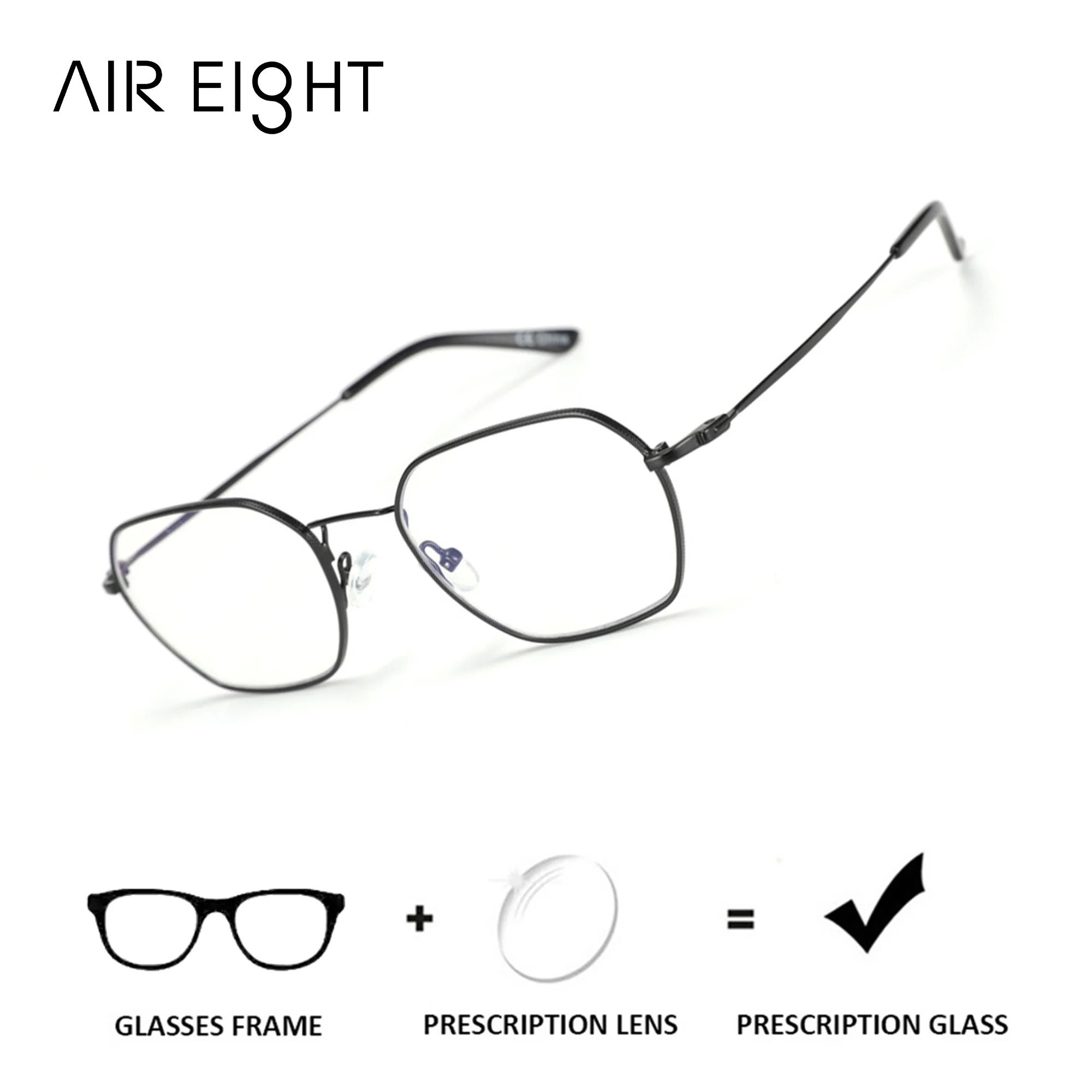 

AIR EIGHT Metal Custom Prescription Glasses For Women Polygon Progressive Multifocal Optical Eyeglasses Myopia Eyewear