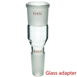 Glass expansion adapter, male 24/29 to female 29/32, laboratory glassware.