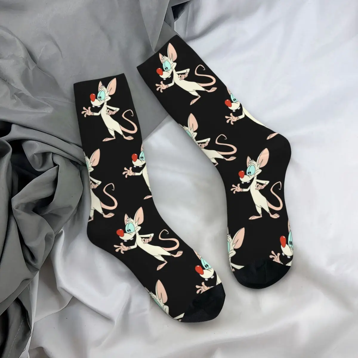 Women Pinky And The Brain Socks Cotton Funny Happy Cute Mouse Socks Harajuku Stuff Middle TubeStockings Birthday Present