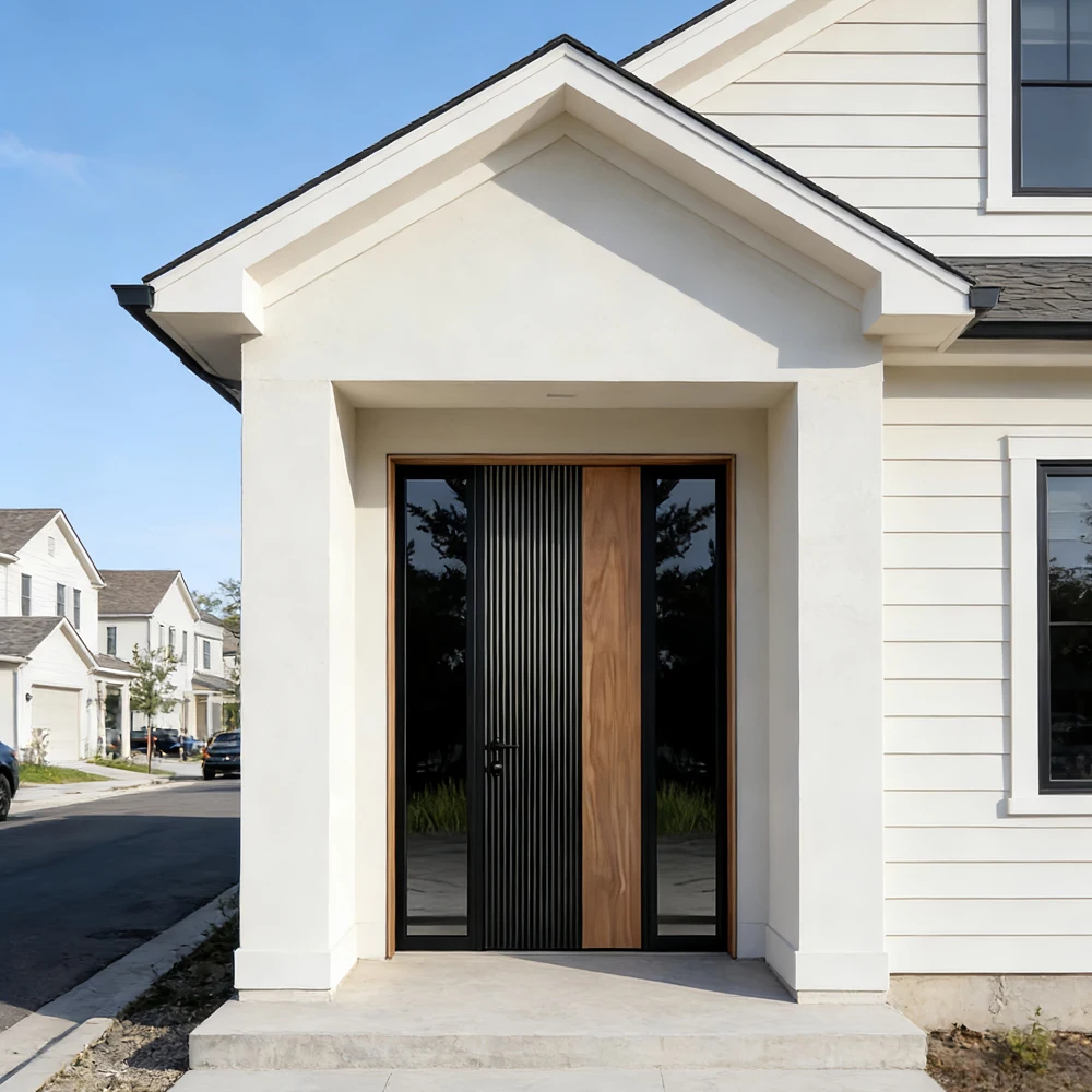 

Современная входная дверь из алюминия на заказ с прочной конструкцией и стеклянными вставками для архитектурных проектов