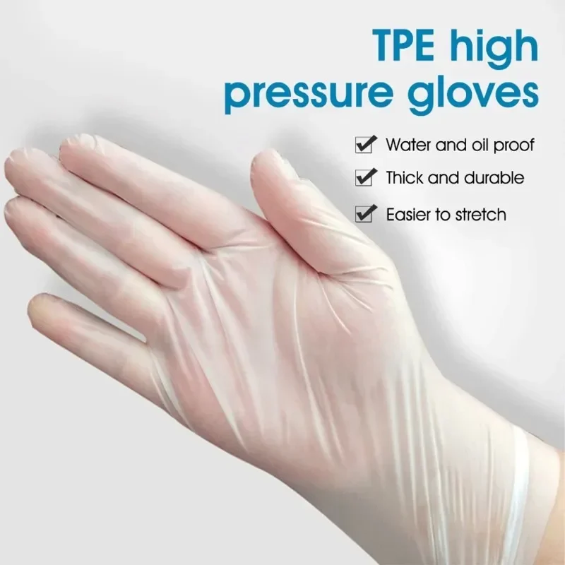 100 Pcs Disposable  Gloves Of Transparent Vinyl  TPE  Gloves Latex-Gloves For Hairdressing Clean Laboratory Work Clean Tool