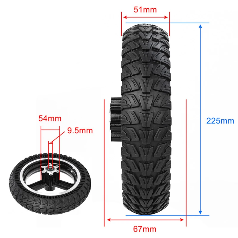 9x2.25 Front Tire with Hub for KUGOO M4 Electric Scooter Honeycomb Anti-Skid Tire Off-road Solid Front Wheel Replacement Parts