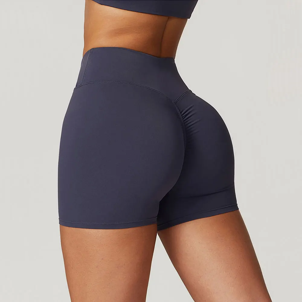 Summer Yoga Shorts High Waist Workout Shorts Women Sexy Tummy Control Gym Push Up Running Leggings Crossed Waist Head Shorts