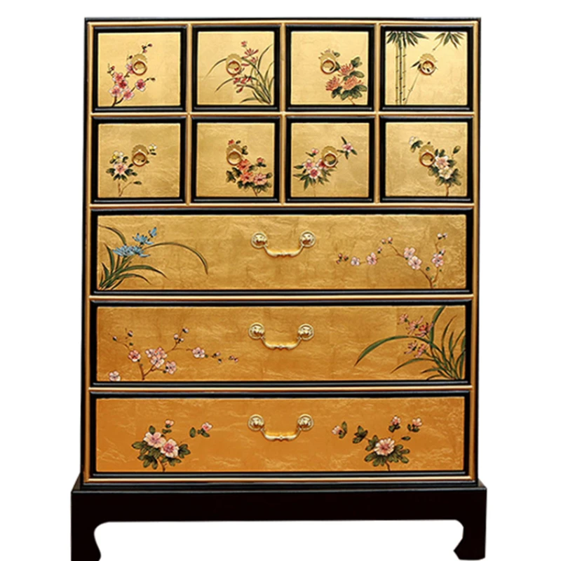 

New Locker Chest of Curio Bedroom Eleven Gold Foil Storage