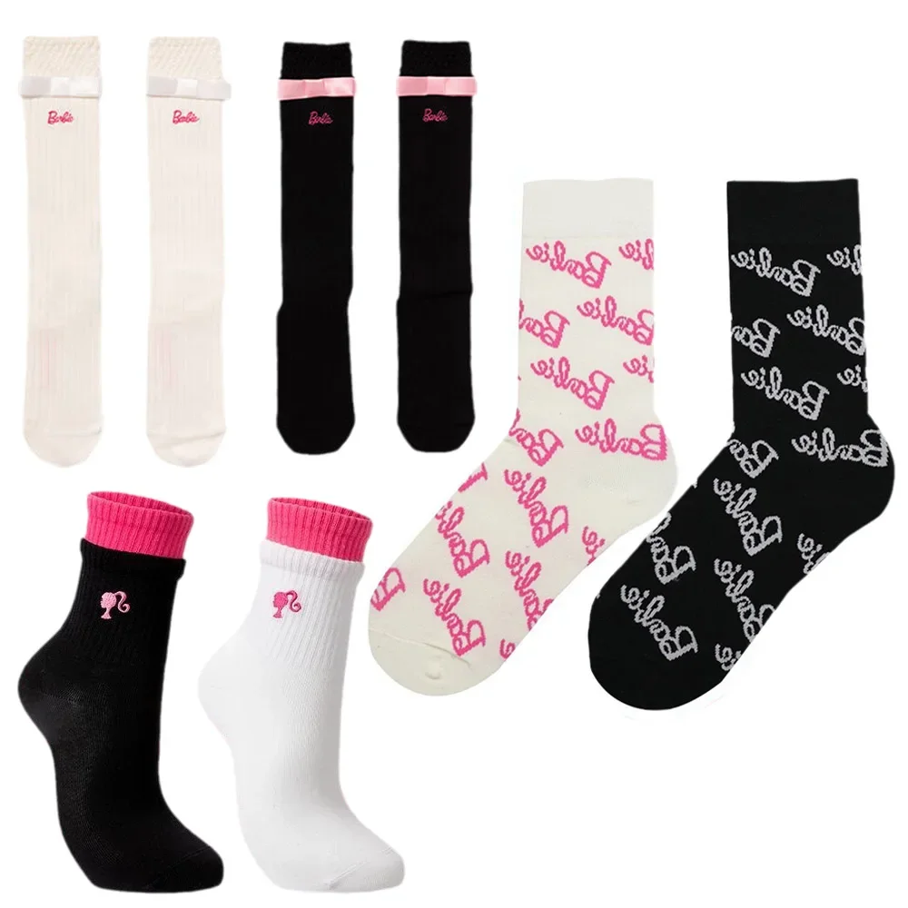 Barbie Letter Ins Trendy Cotton Socks Sweet European Goods Retro Men's and Women's Mid-tube All-match Socks JK Stockings Gifts