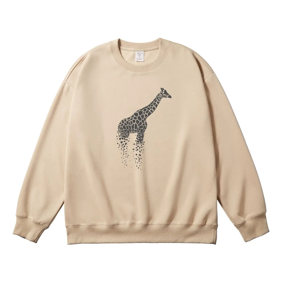 Oversized Women Pullover Grey Giraffe Graphic Woman Tops Female Sweatshirt Round Neck Long Sleeve Autumn Thick Clothes