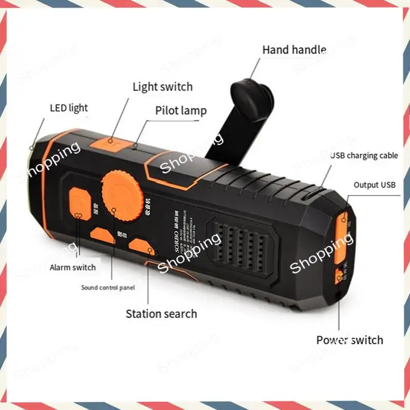 M20K Multifunctional Hand Crank Flashlight Dynamo Forhiking Camping Hand Crank Dynamo Powered Emergency LED Flashlight