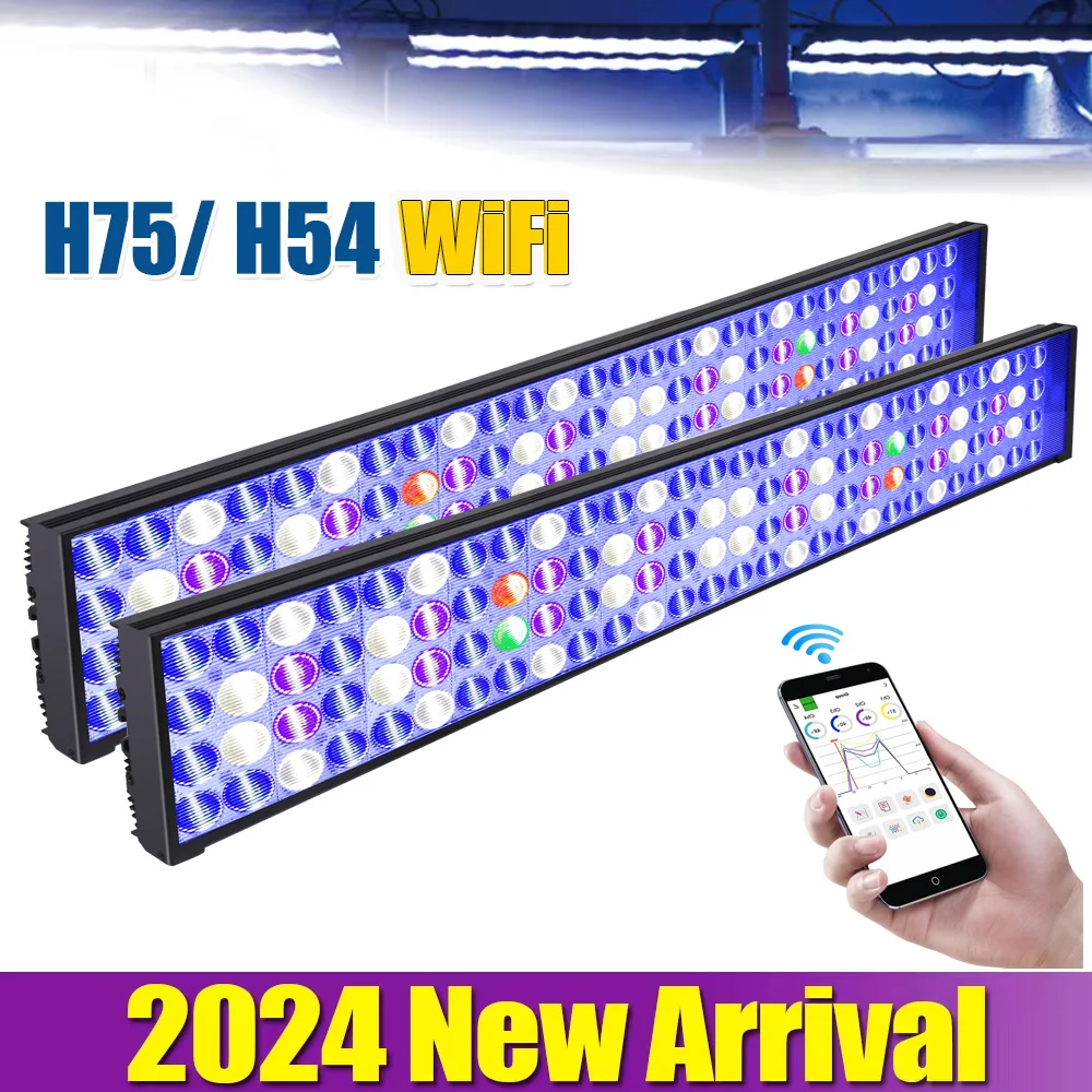 

NEW PopBloom-Smart Marine Aquarium Light, Full Spectrum Aquarium Lamp for 60-240cm SPS/LPS Corals Seawater Led Fish Tank Lights