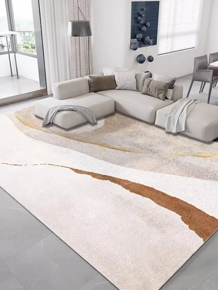 

Striped Brown Living Room Carpets Abstract Art Carpet Luxury Decoration Easy To Clean Rugs Minimalist Bedside Bedroom Rug Tapete