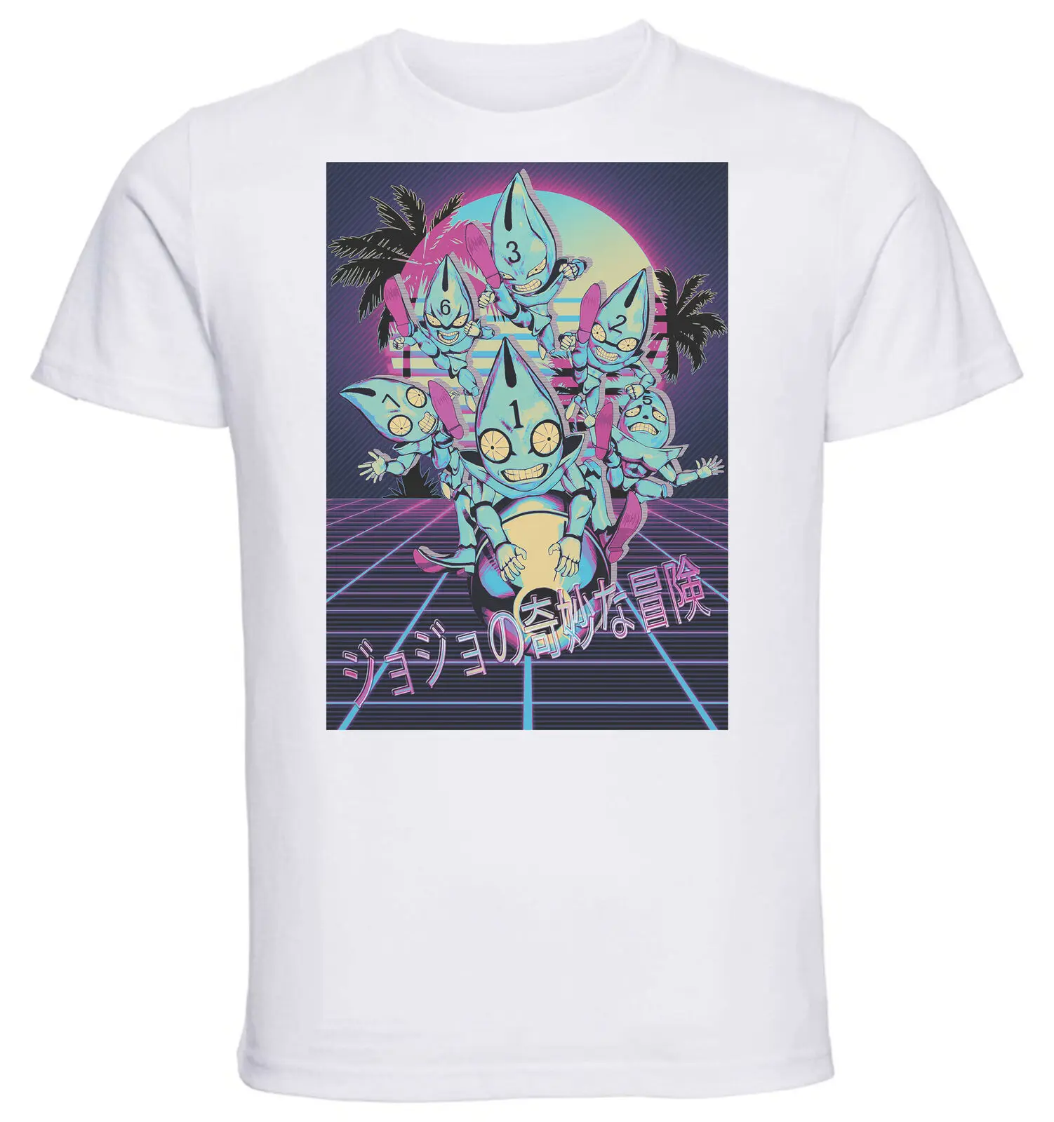 White T-Shirt Vaporwave 80s Style Jojo Sexual Pistols-