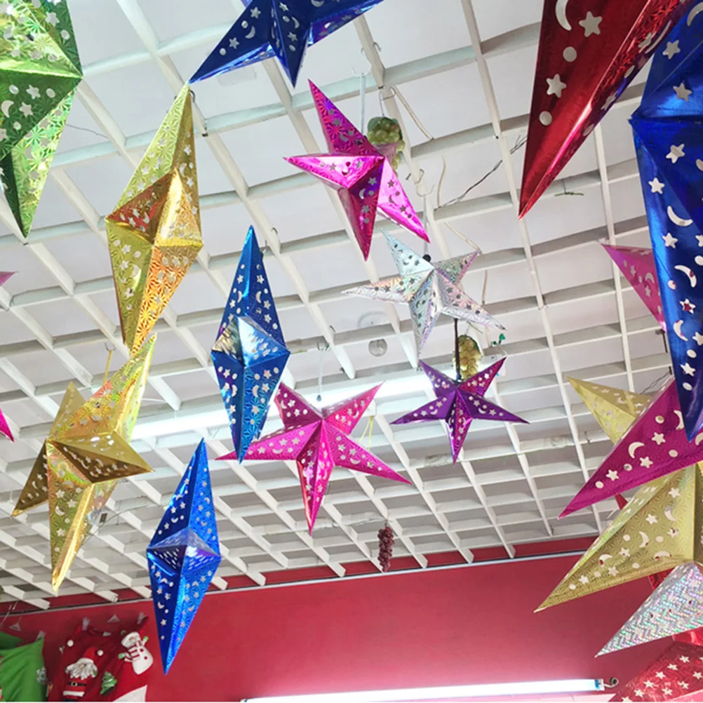 

8pcs Paper Lamp Shade Three Dimensional Decorative Star Lanterns for Living Room Outdoor Events High Quality Durable Easy