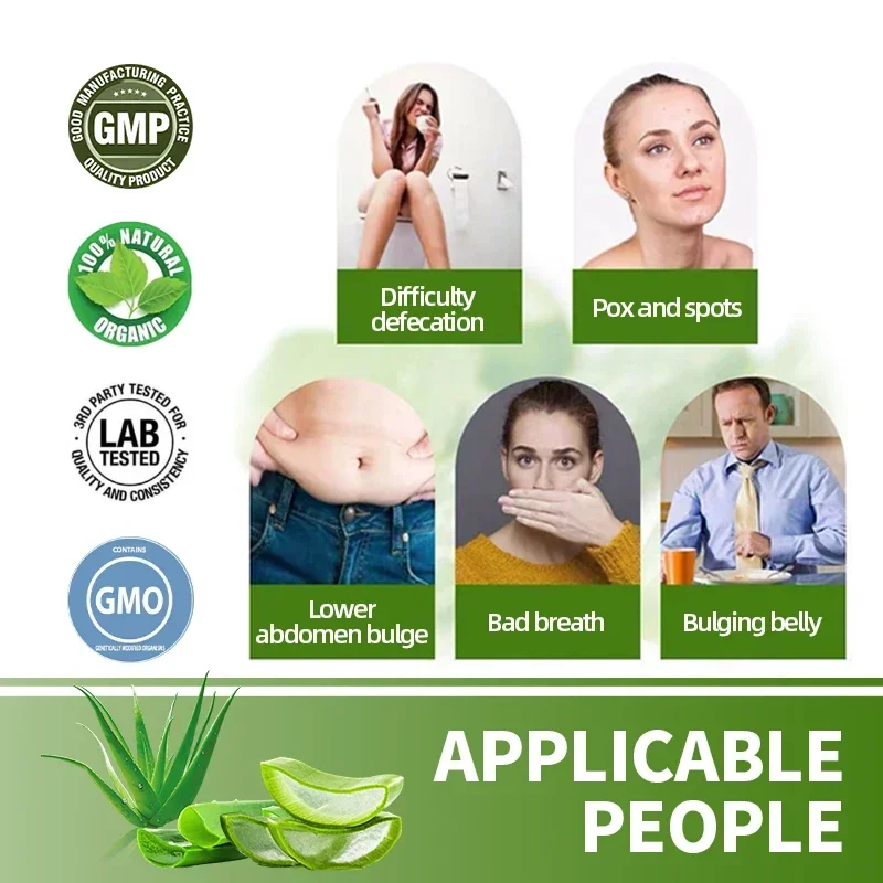 Constipation Treatment Aloe Vera Extract Capsules Intestine Colon Gut Cleaner Detox Supplements Gastrointestinal Health Pills